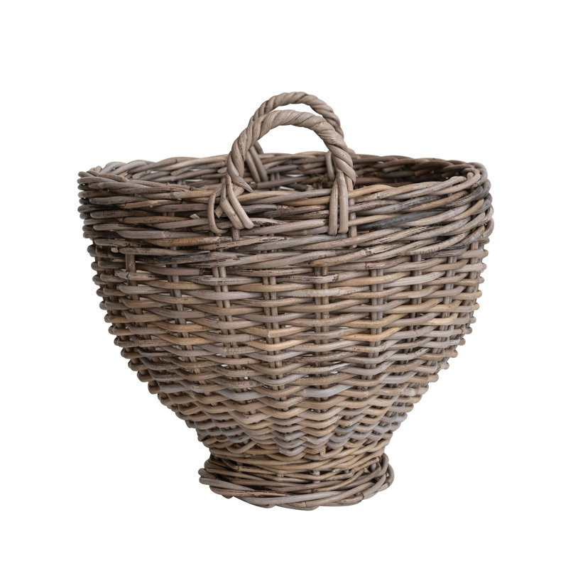 Round Woven Rattan Footed Basket Storage