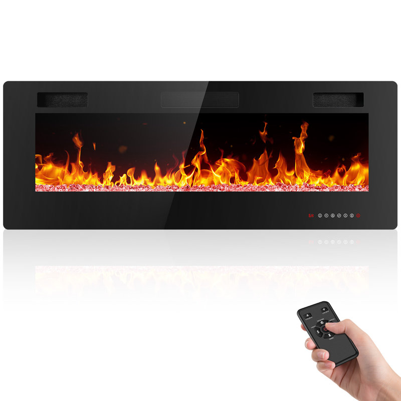 Ryele Electric Fireplace with Remote, 18.10" H x 50.50" W x 3.80" D