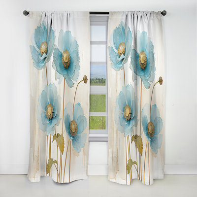 Reyna - Poppies Curtain - Blackout Floral Curtain - 1 Panels
