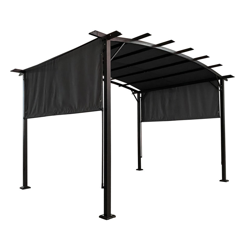 Pergola d'extérieur 12 x 9 pi avec abat-jour rétractable - Structure en acier pour terrasses 12 x 9 pi, réunions de famille