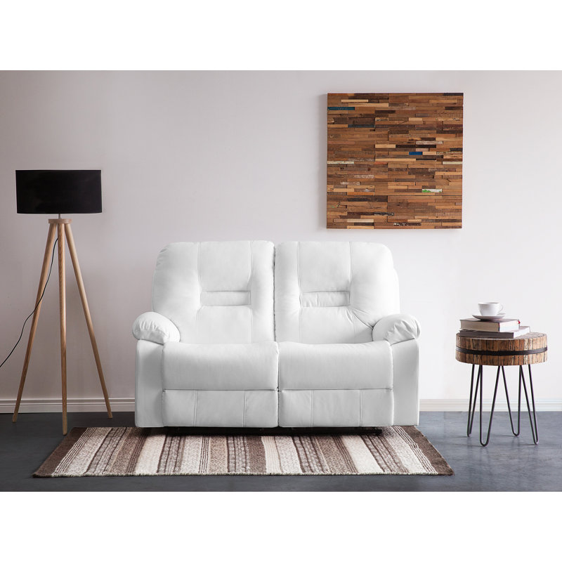 Bergen Faux Leather Reclining Loveseat, White