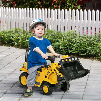 Rouler sur une pelle avec rangement sous le siège, bulldozer à tirer pour les garçons et les filles, jouet de construction assis-scoot avec klaxon, pelle à chargement frontal, pour le sable et la neige, 3 ans