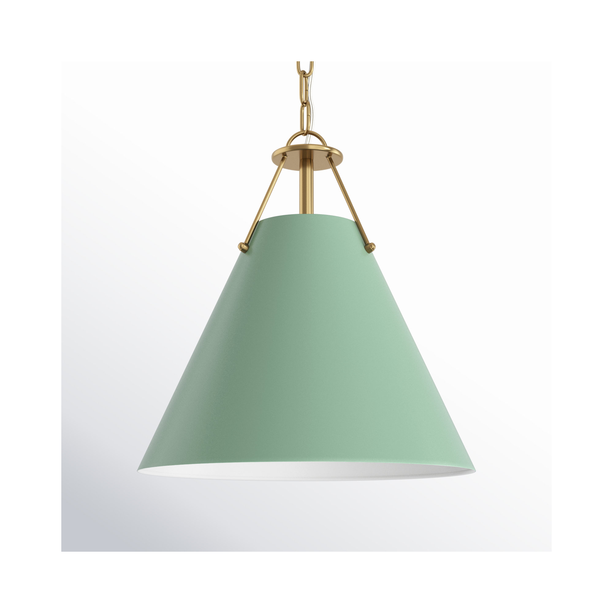 Kinston 1-Light Metal Cone Pendant , Green, Gold