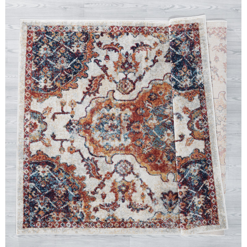 Tapis oriental crème / brun Thibaut, Tapis de couloir 2 pi 7 po x 7 pi 2 po