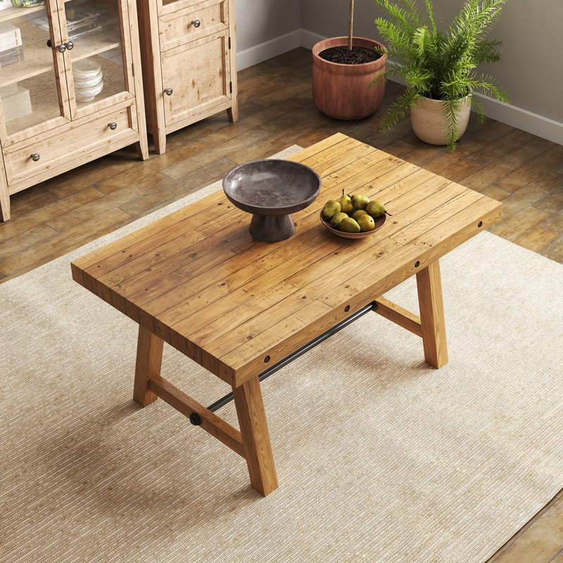 Table de salle à manger en bois massif rustique et chaises, Naturel, 5 pièces: table, 4 chaises, Blanc/Noir
