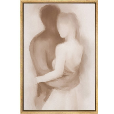 Couple abstrait minimaliste embrassant une silhouette neutre et douce, silhouette, décoration murale moderne pour le salon, chambre à coucher, toile encadrée, chambre principale, reproduction d'art