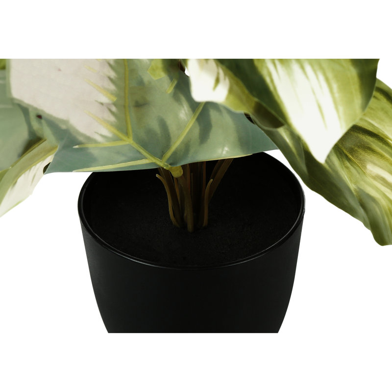 13 po de hauteur, 2 décorations d'intérieur, feuilles dans 4 pots noirs 2 plantes, décor de verdure