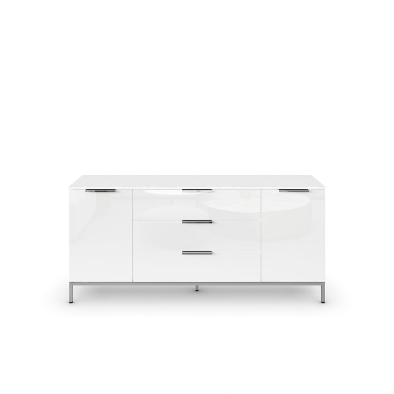 Flipp 3 - Drawer Chest of Drawers, Alpine White/White Glass/Chrome
