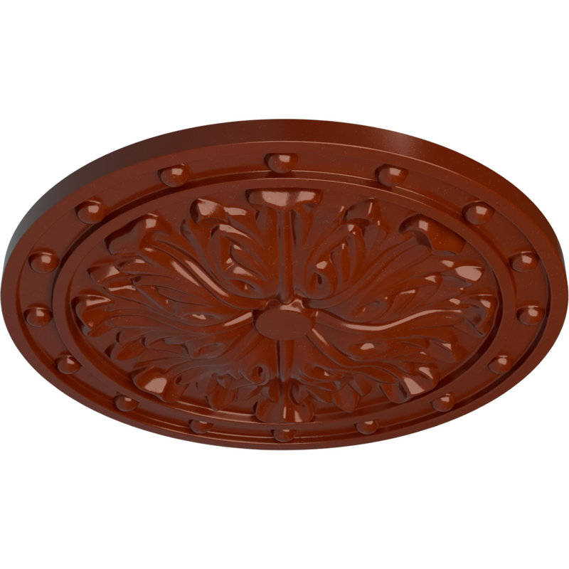 Endurathane Foster Acanthus Leaf Ceiling Medallion, 20 1/2"OD x 1 1/2"P (Fits Canopies up to 2 1/4"), Hand-Painted Firebrick Finish