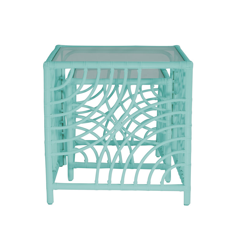 Swirl Glass Nesting End Table, Turquoise