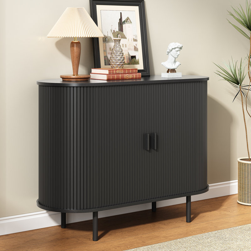 Buffet en bois Jamyia avec 2 portes et tablettes réglables , Noir, H 29,5 po x l 39,3 po x P 15,7 po