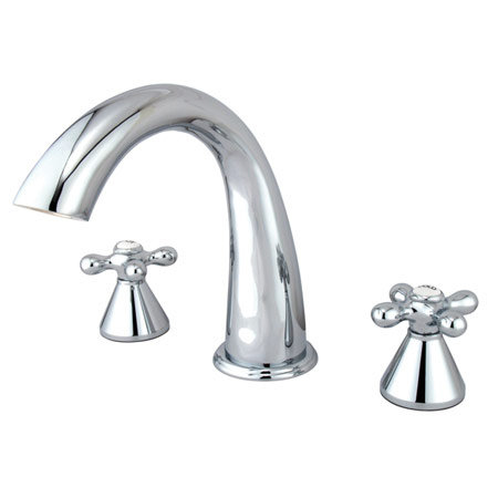 Robinet de baignoire romaine à fixation sur plateau à poignées doubles, Chrome poli
