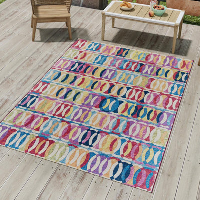 Keazia Washable Geometric Indoor / Outdoor Rug