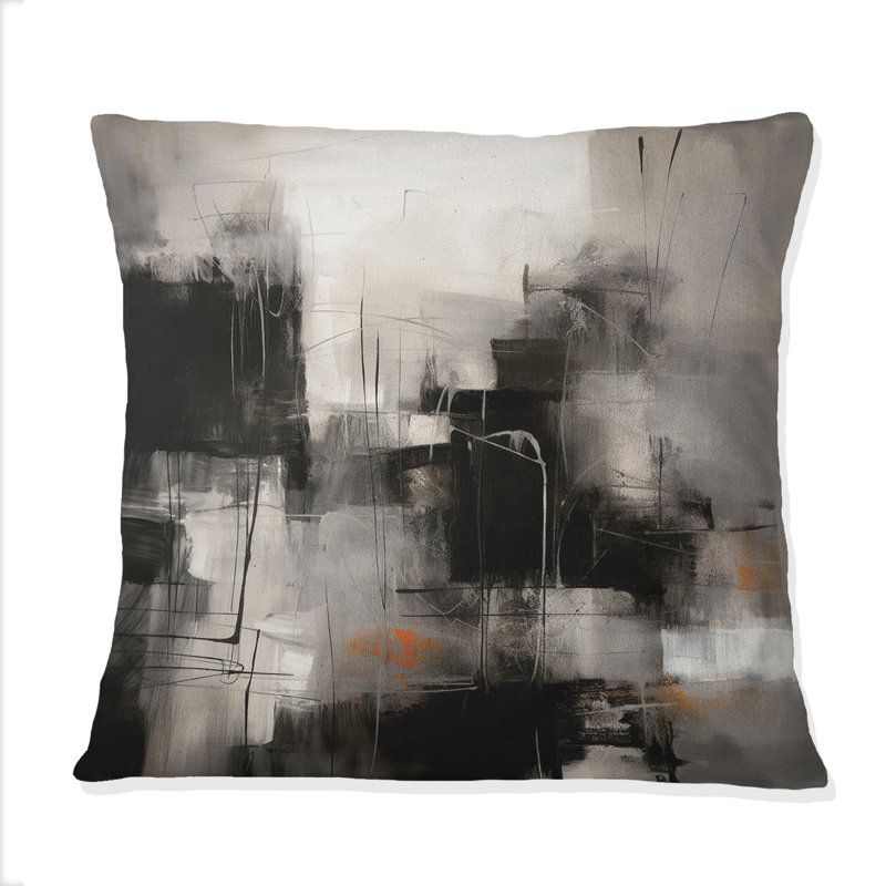 Coussin décoratif noir Mid Century Fusion I - Abstract Midcentury