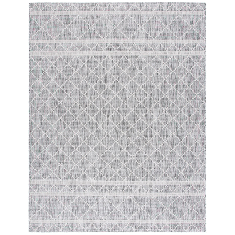 Gray Geometric 8' x 10' Stain-Resistant Outdoor Rug