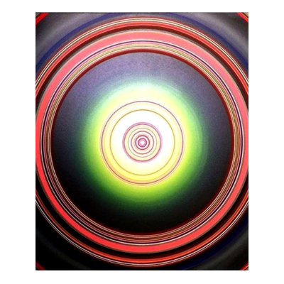 Cercle coloré pour la méditation, peinture acrylique par Ghanshyam Gupta - 48 po x 68 po, peinture abstraite abstraite sur toile