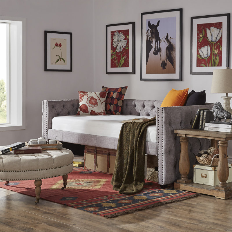 Carthusia Chesterfield Daybed- Twin Size, No Trundle, Gray