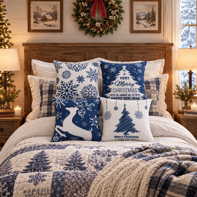 Ensemble de 4 housses de coussin en velours de Noël