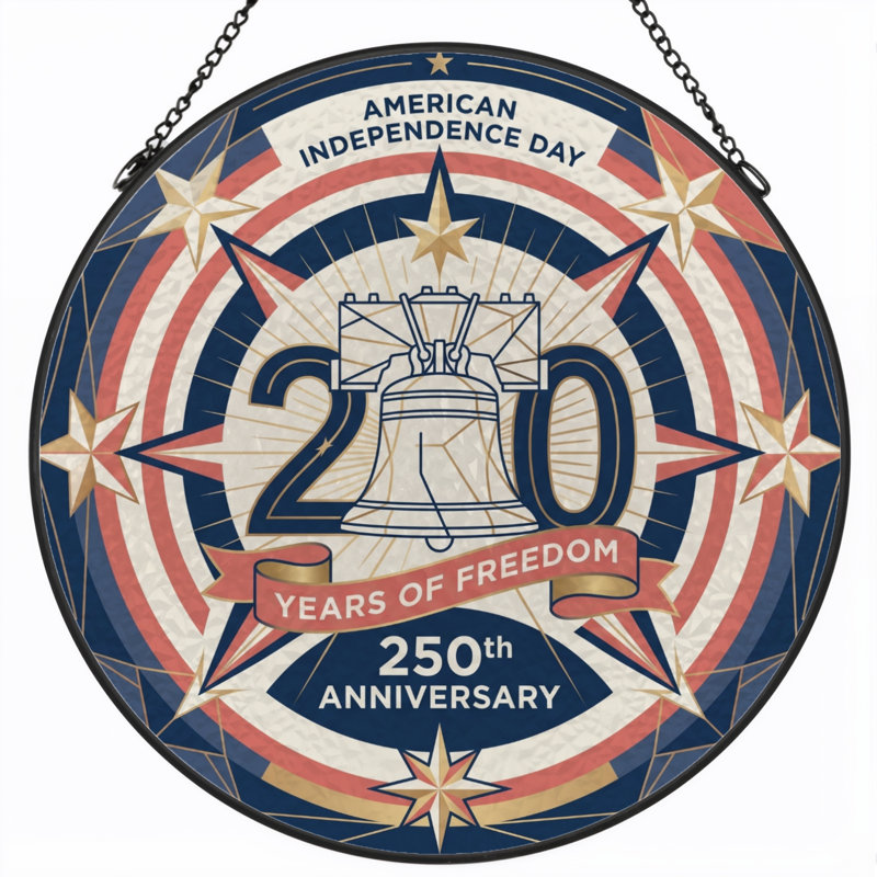 Panneau de fenêtre en verre pour décoration intérieure American Independance USA 250th Anniversary - H 12 po, H 12 po