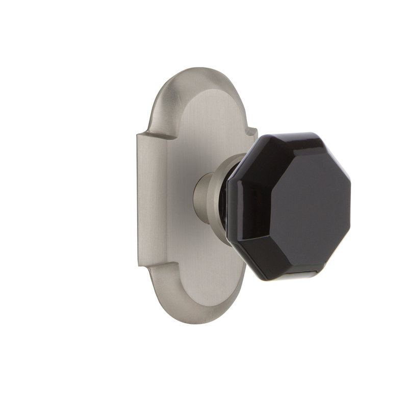Cottage Plate with Waldorf Black Door Knob, Satin Nickel