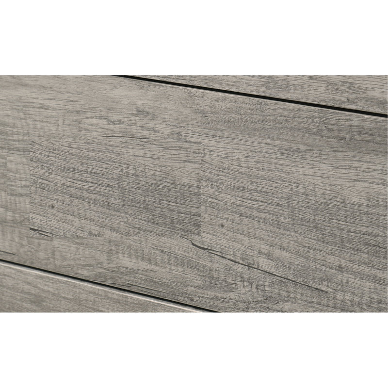 1 tête de lit plateforme robuste et rustique au fini grain de bois gris, Lit double