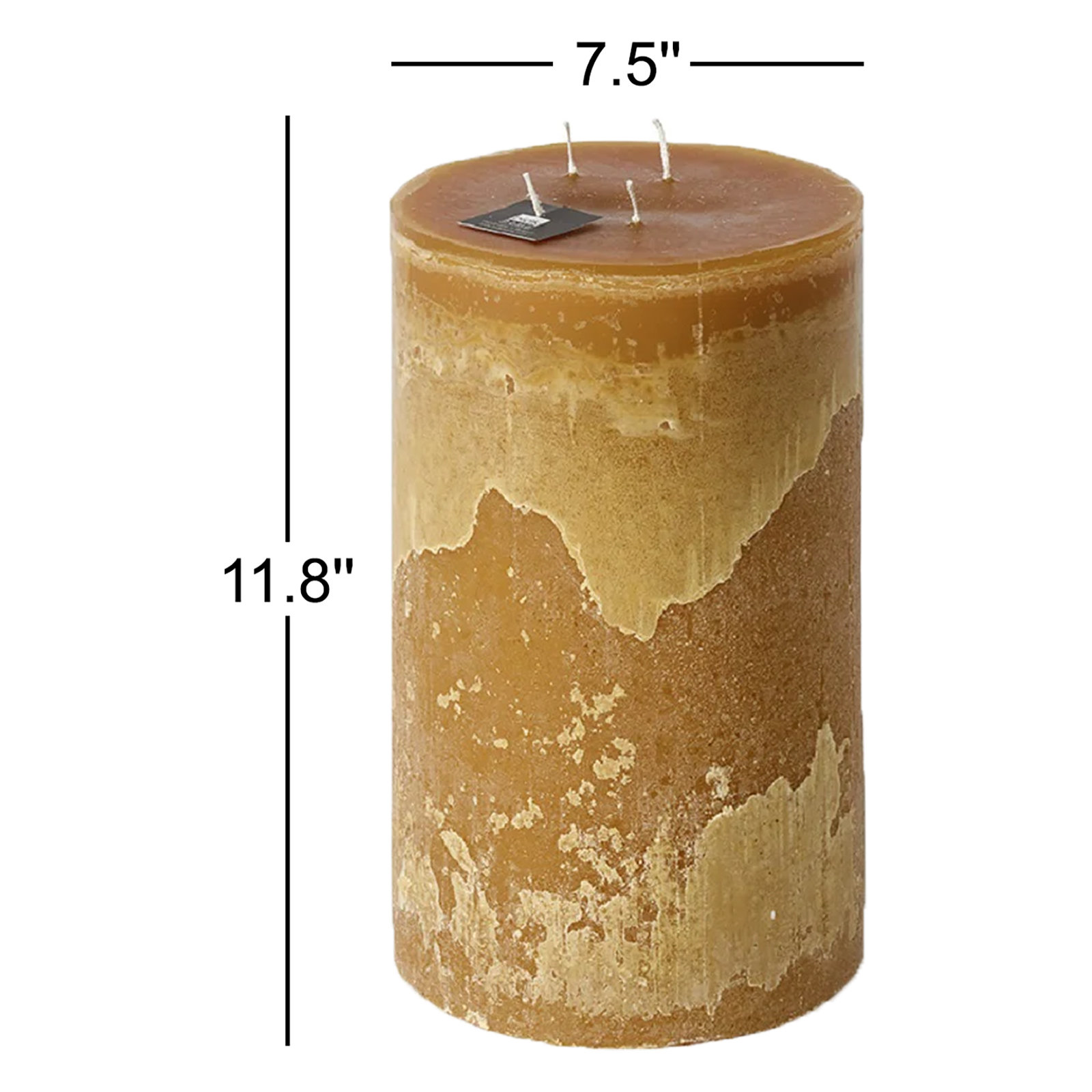 Pillar Super Unscented Candle, Chamois, 11.8" H x 7.5" W x 7.5" D