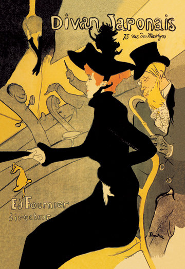 « divan japonais », affiche rétro sur toile tendue, H 36 po x l 24 po x P 0,75 po
