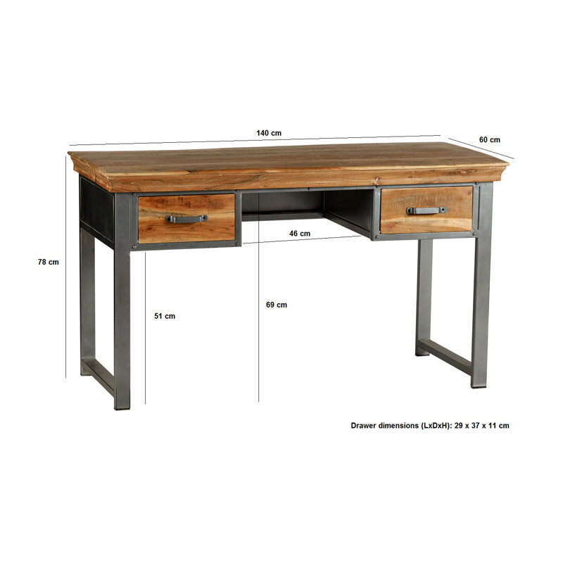 Teller Solid Wood Top Writing Desk