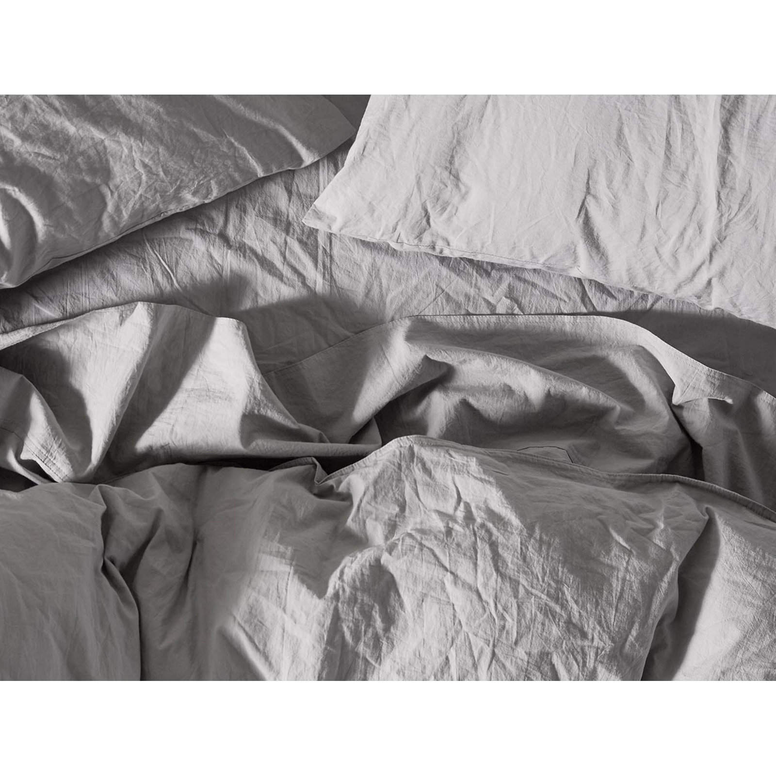 Organic Crinkled Percale 100% Cotton Percale Sheet Set, Pewter, Twin Sheet Set with 1 Pillowcase