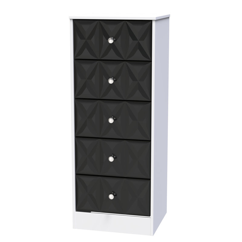 San Jose Bedside Table, Deep Black/White Matt