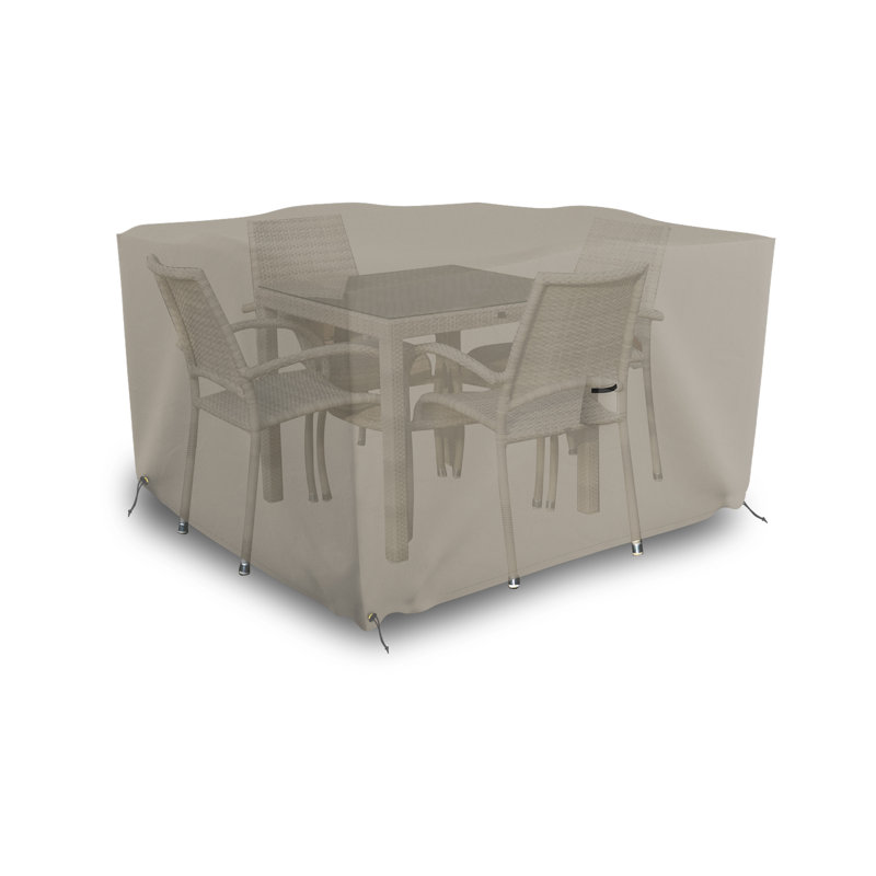 Outdoor Square Dining Table & Chair Set Cover, 1000D PVC-Coated Heavy Duty Waterproof Patio Furniture Cover, UV & Tear-Resistant with Air Vents & Drawstrings