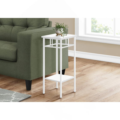 Table d'appoint, côté, bout, support à plante, carré, salon, chambre à coucher, stratifié blanc, blanc, contemporain, moderne