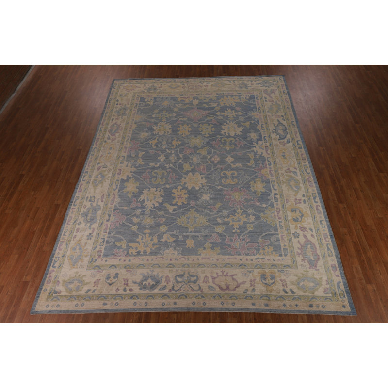 Vegetable Dye Blue Oushak Oriental Large Rug