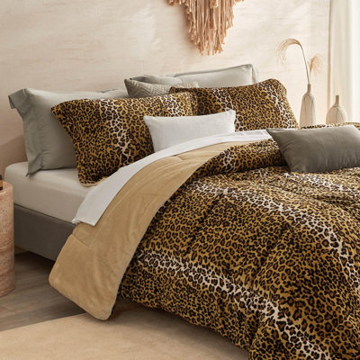 Leopard Velvet Flannel Twin Comforter Set-Cheetah Print Western Blanket,Luxury Fuzzy Heavy Bedding Set, 2 Pieces Plush Winter Bed Set with Comforter (68"x88") & 1 Pillow Shams (20"x26")