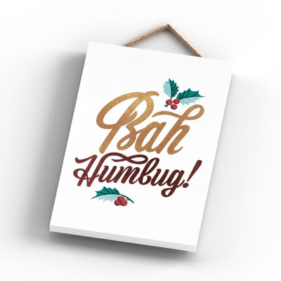 Xmas Bah Humbug Wooden Plaque