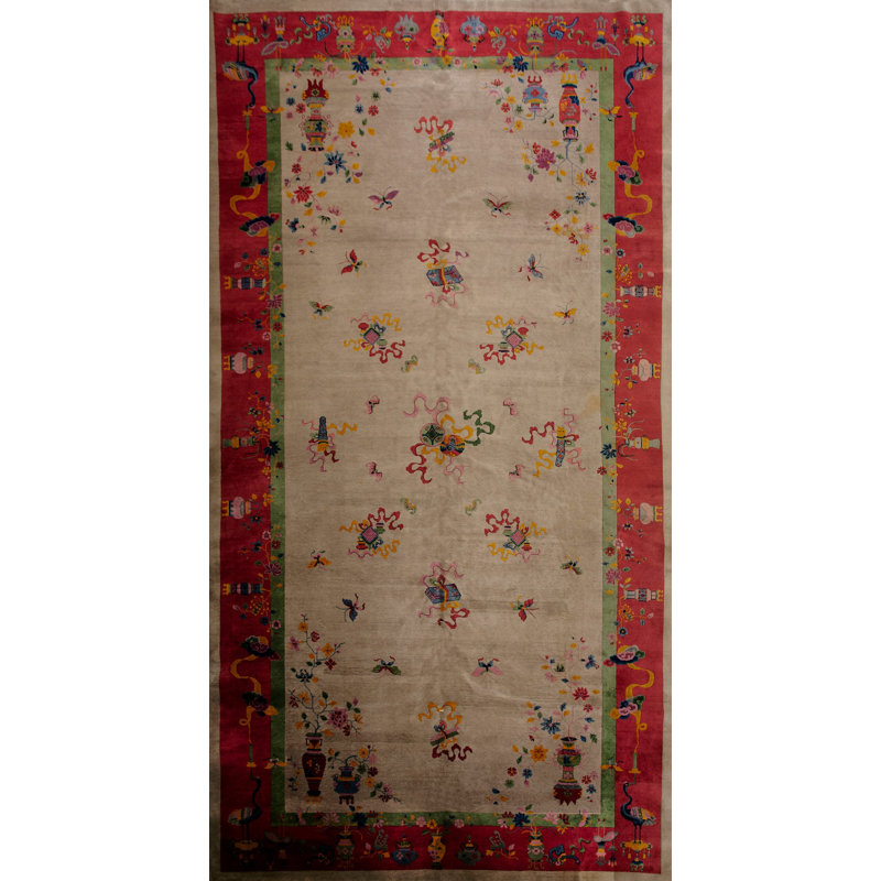 Tapis gris antique en laine Art Deco