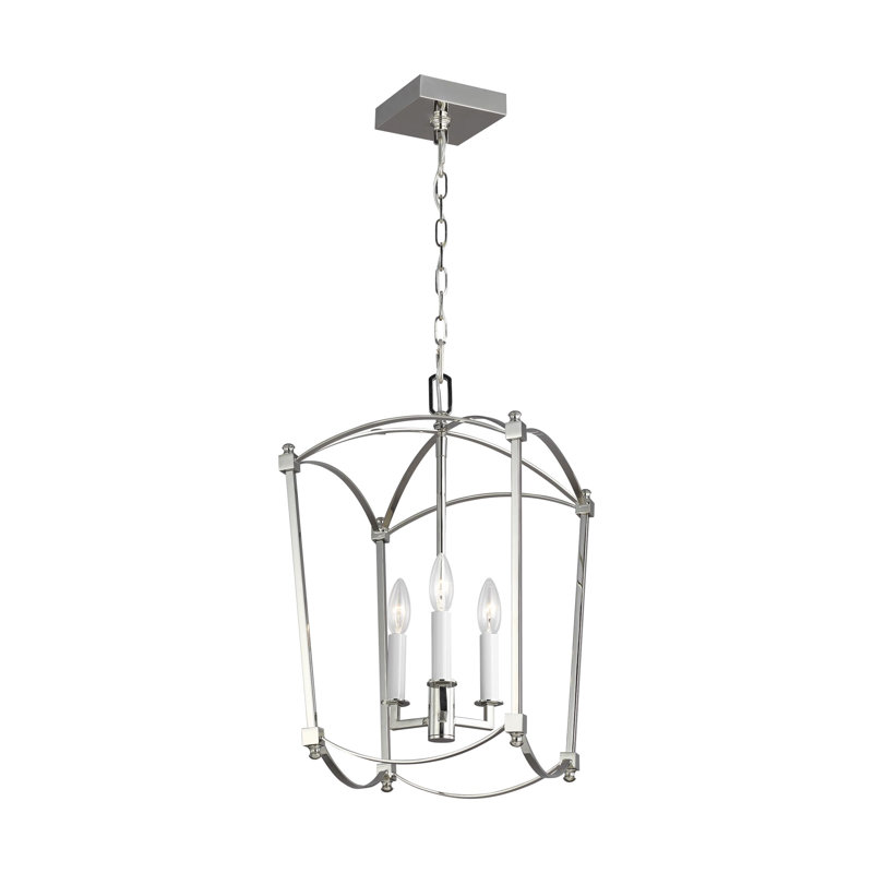 Olive 3-Light Chandelier, Nickel poli