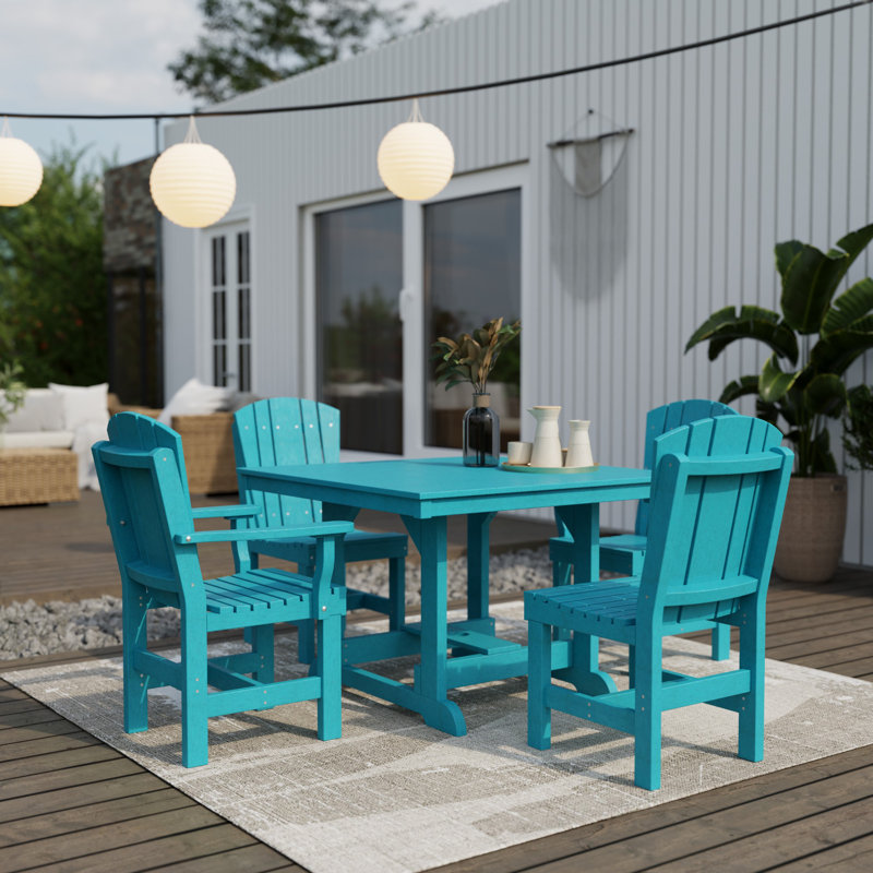 Heritage 5-Piece 44" x 44" Dining Set, Aruba Blue