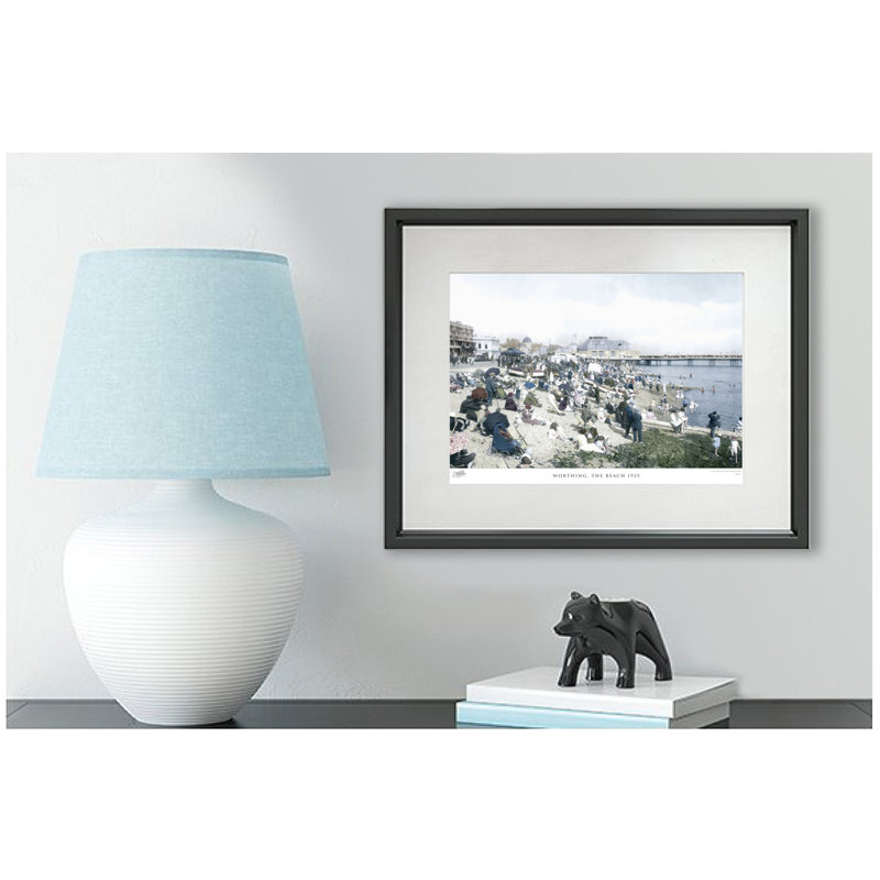 Worthing, The Beach 1925 by Francis Frith - Single Picture Frame Print, 60cm H x 80cm W x 2.3cm D