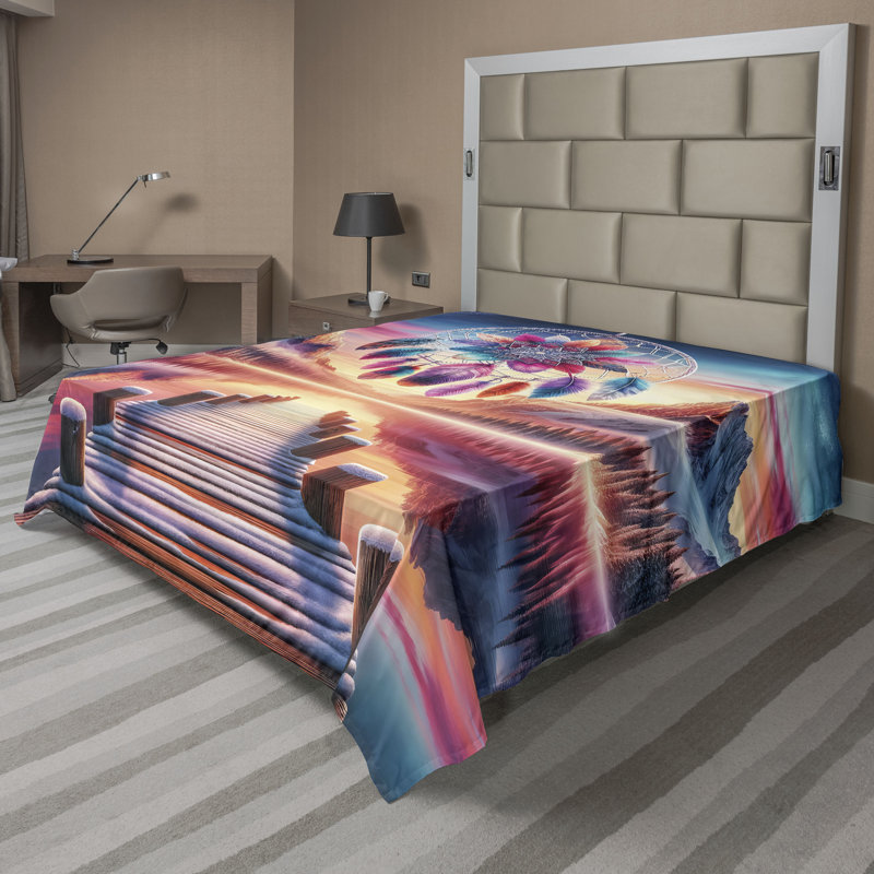 Polyester Abstract Flat Sheet, California King Flat Sheet