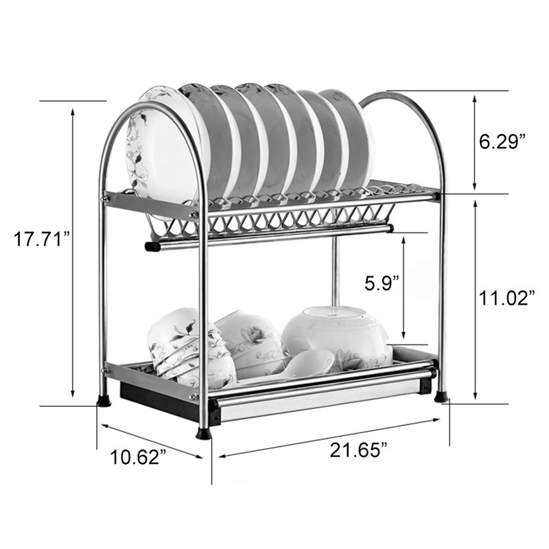 Support à vaisselle à 2 niveaux en acier inoxydable
