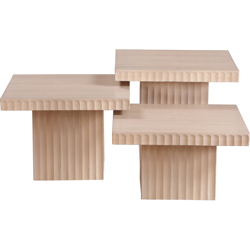 Table basse Sioeli, Naturel, 3 tables, Table 1-12" H/Table 2-15" H/Table 3-18" H