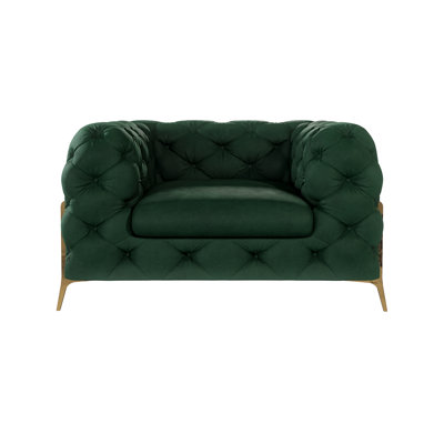 Atoka Chesterfield Armchair with Gold Metal Legs