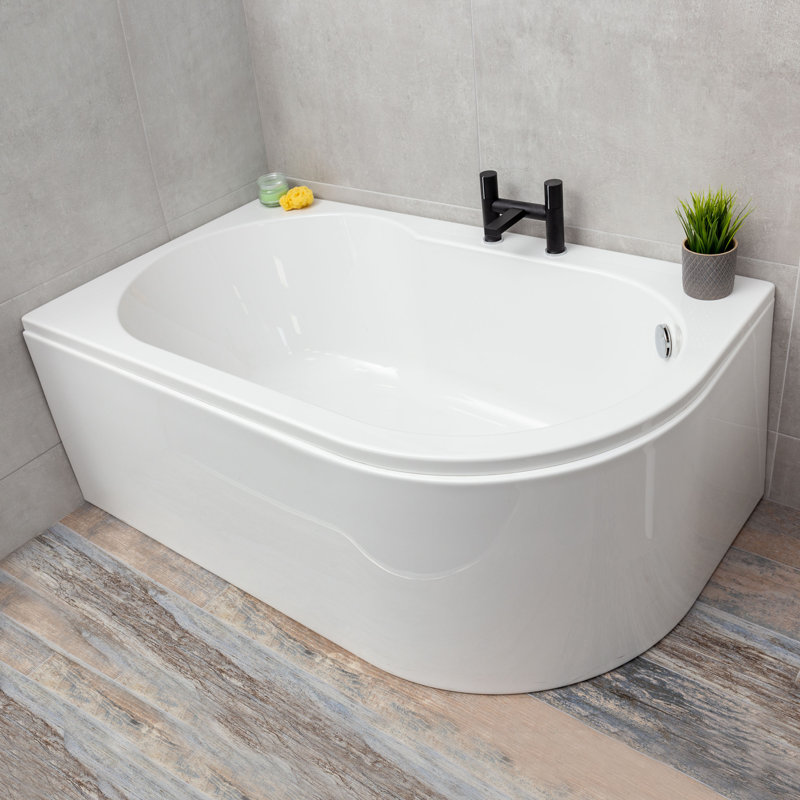 Davos 1550mm x 900mm Soaking Acrylic Bathtub, Left