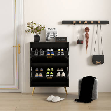 Everly Quinn Entryway Shoe Storage Cabinet with 3 Flip Drawers