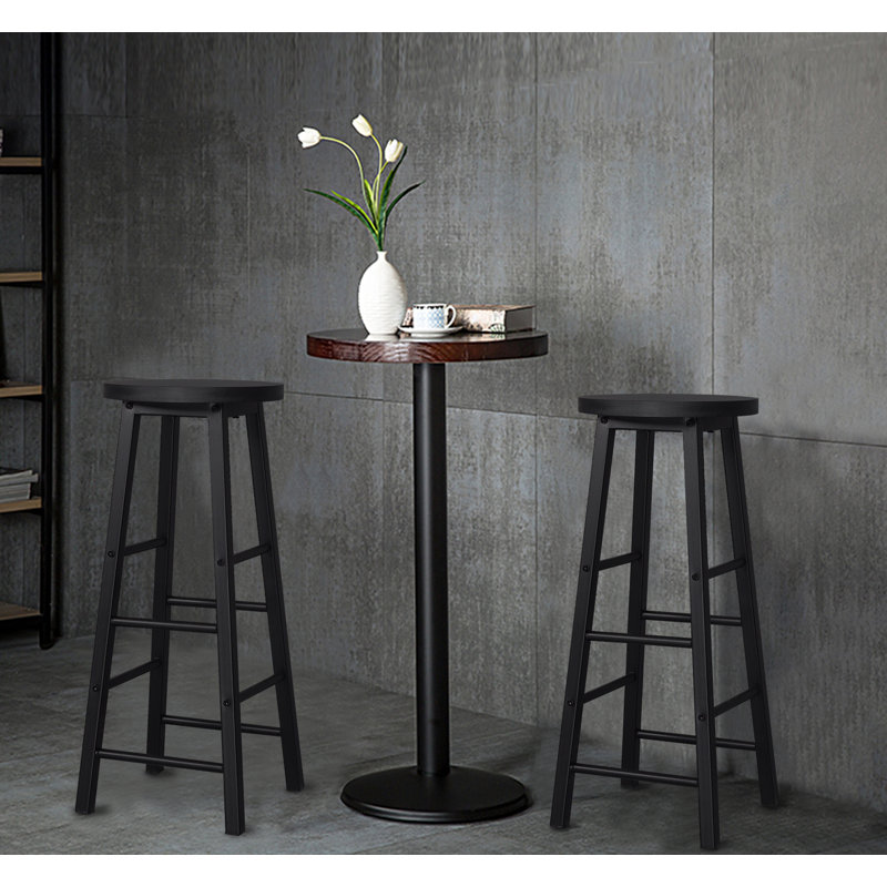 Upholstered Counter Stool with Metal Frame, 1, Black