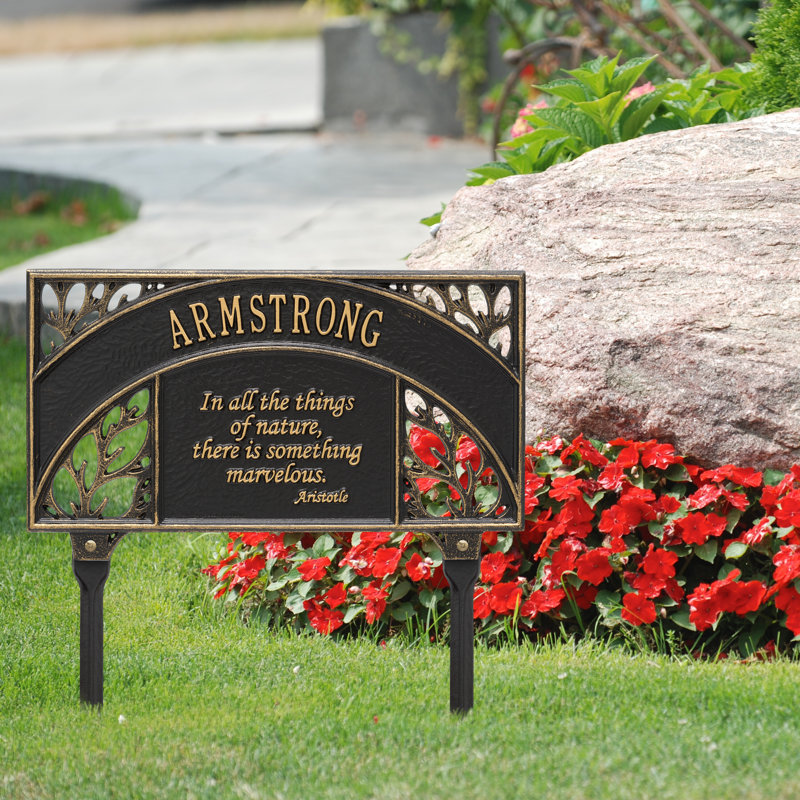 Aristotle Personalized Garden Sign, Black/Gold, Yes