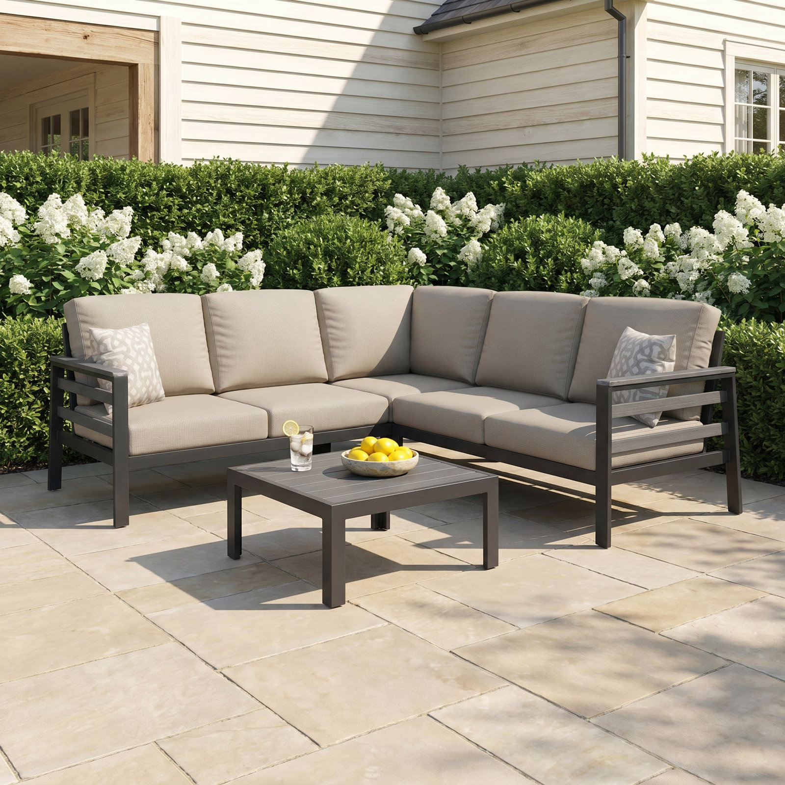 Townsend 4-Person Patio Seating Group, Cast Silver Sunbrella®
