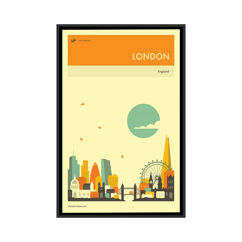 « london horizon ii », reproduction d’impression sur toile, H 60 po x l 40po x P 1,5 po, Toile avec cadre noir, Pas de tapis