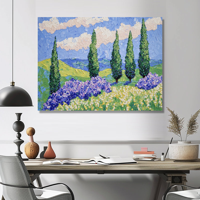 Lilas paysage inspiré par Vincent II - France, impression murale sur métal, H 30 po x l 40 po